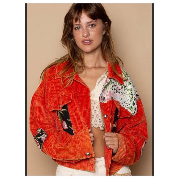 🔥SALE🔥POL ♠️ Corduroy Multimedia Jacquard jacket with patch details 🆕 Size M/L - Picture 6 of 6